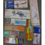 Eight airplane modelling kits,