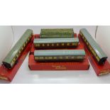 Tri-ang model rail, R235 Pulp Wood Car and four others,