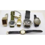 Seven wristwatches including Lorus Sports