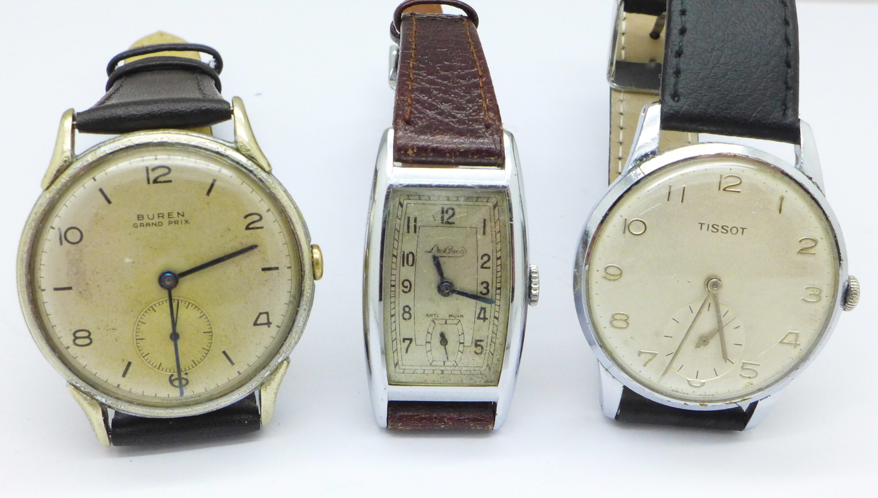 Three wristwatches; Tissot with sub second dial,