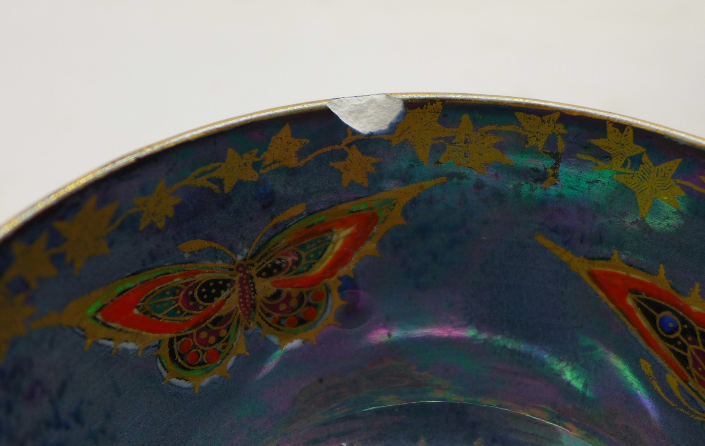 A Royal Lancastrian vase and a Fieldings lustre bowl decorated with butterflies, - Image 2 of 6