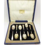 A cased set of six silver coffee spoons,