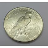 An American silver dollar,