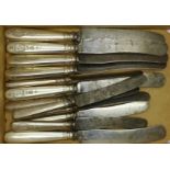 Twelve 800 silver handled knives,