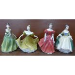 Four Royal Doulton figures, Winsome, Elegance,