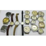 Eighteen assorted lady's and gentleman's mechanical wristwatches,