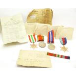 Four WWII medals including Africa Service Medal to 312896 G.H.