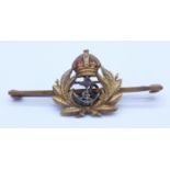 A 9ct gold Naval pin,