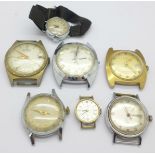 Seven lady's and gentleman's wristwatches including Favre Leuba