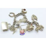 A silver charm bracelet,