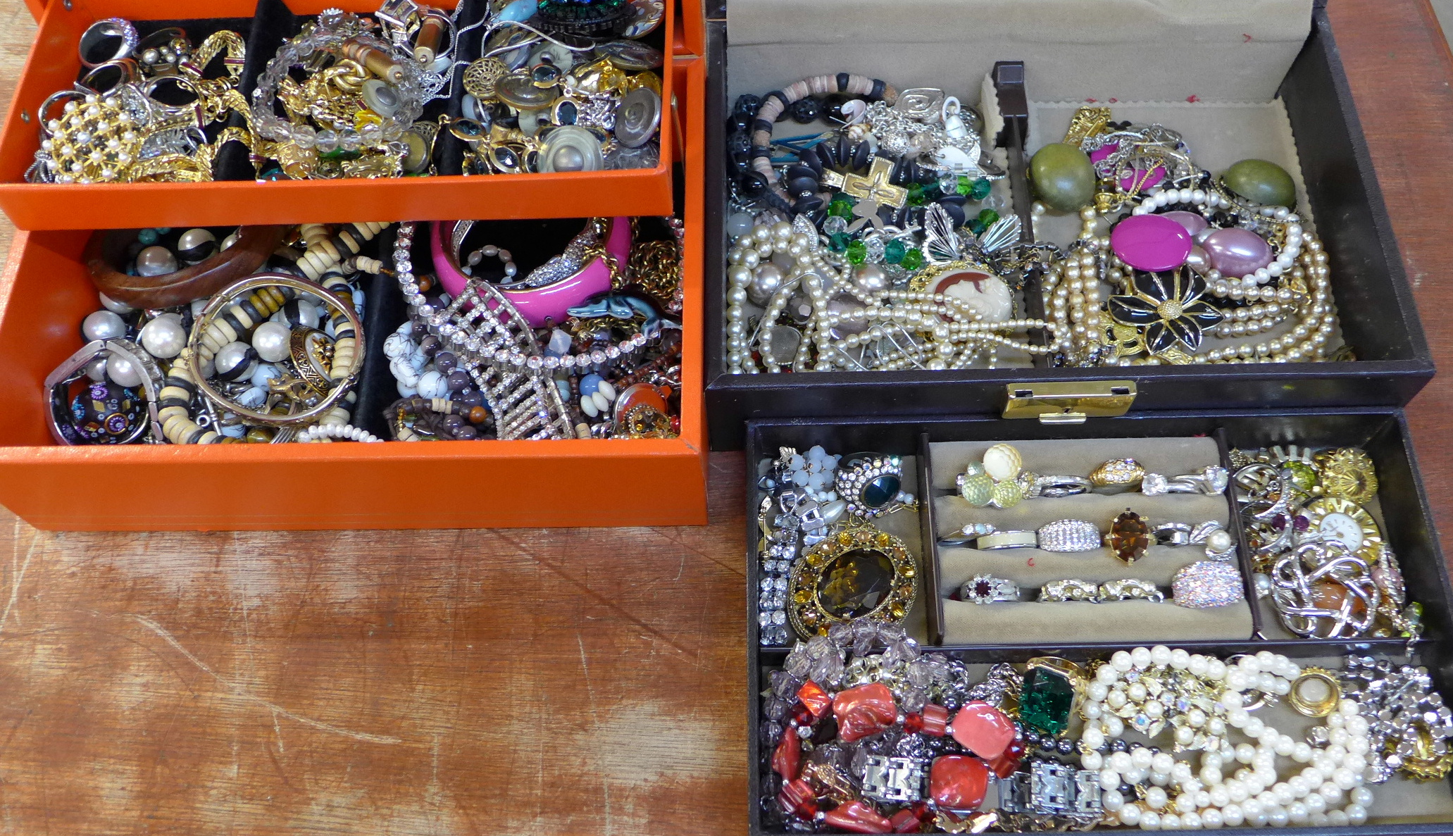 Two cases of costume jewellery, gross weight 4.