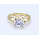 A 925 silver Swarovski cubic zirconia solitaire ring,