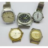 Five gentleman's mechanical wristwatches including Rotary Editions Automatic