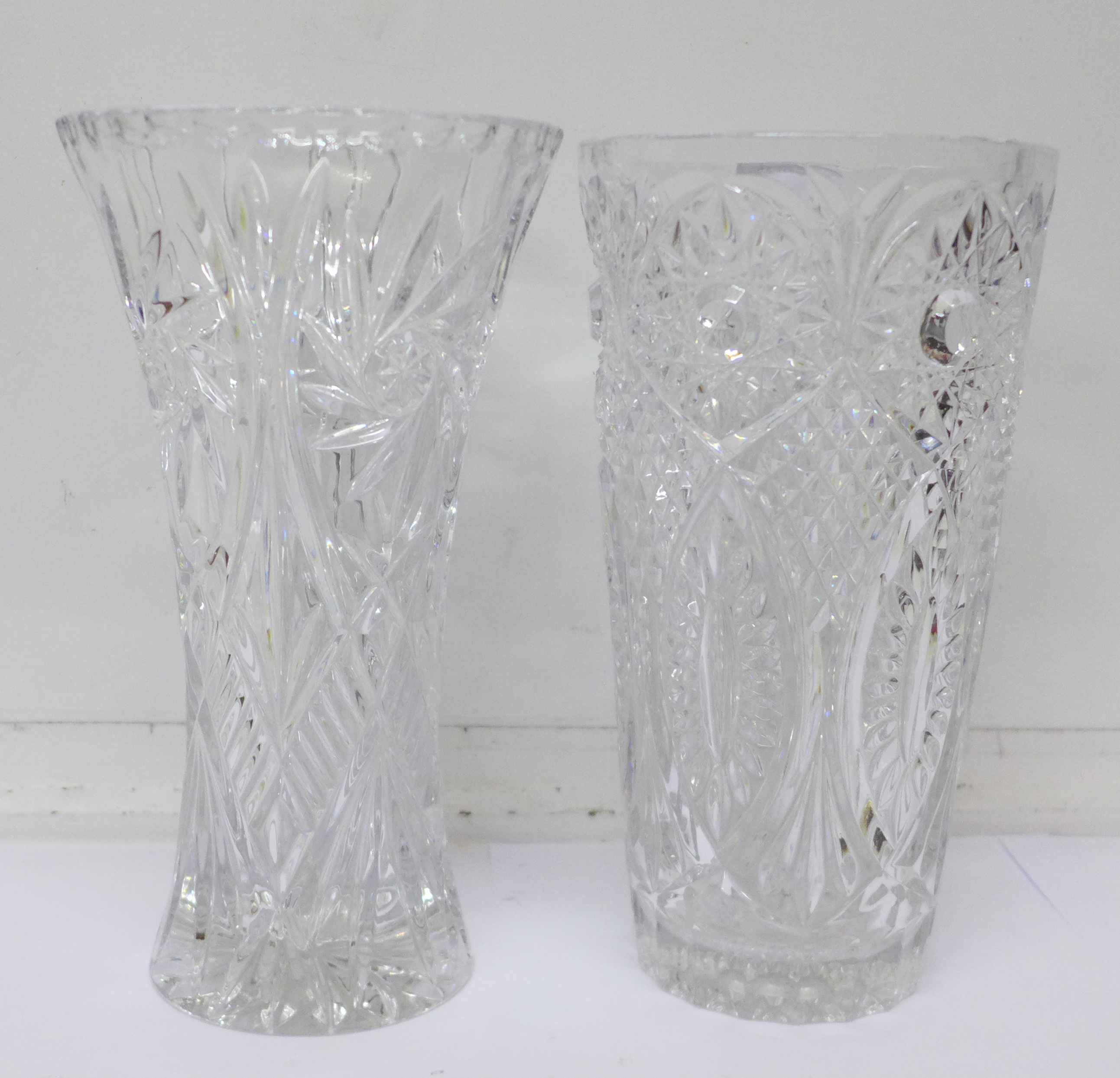 Two lead crystal glass vases