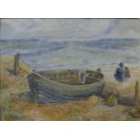 Indistinctly signed British impressionist, coastal landscape, oil on board,