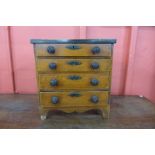 A Victorian apprentice's miniature mahogany chest of drawers