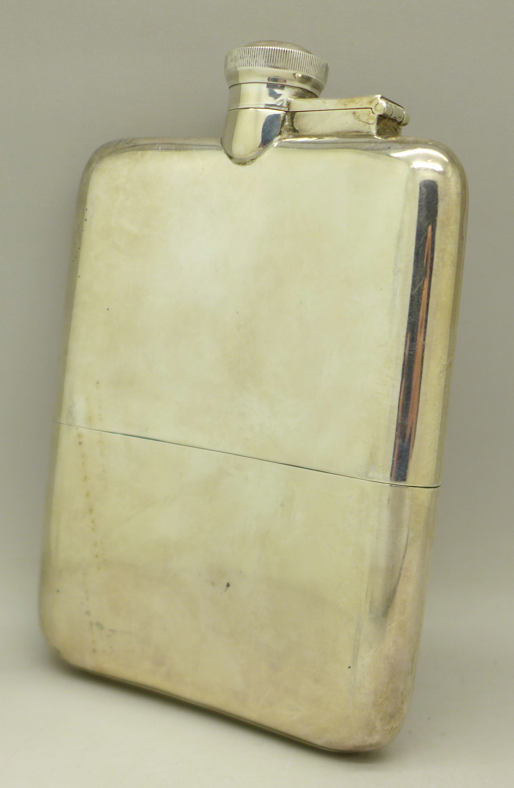 A silver hip flask, with inscription dated 1925, 295g, - Image 4 of 4