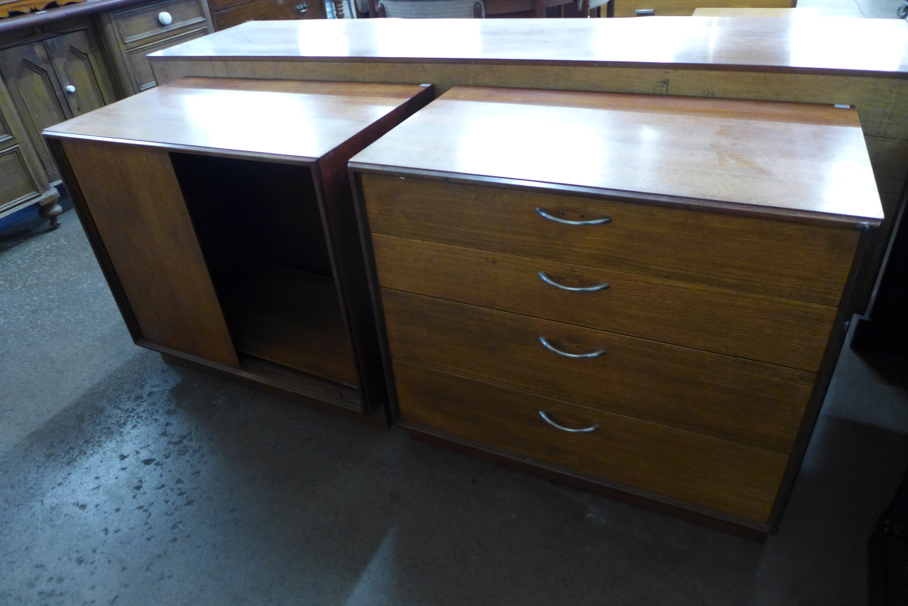 A G-Plan teak chest and a two door cupboard,