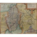 A 17th Century Christopher Saxton and Wilhelmus Kip hand coloured engraved map, Notingamiae,