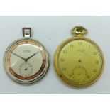Two pocket watches; Avia and Cyma de Luxe,