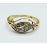 An 18ct gold, sapphire and diamond ring, 2.