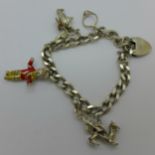 A silver charm bracelet,