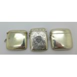 Three silver vesta cases