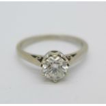 An 18ct white gold and diamond solitaire ring with brilliant cut diamond,