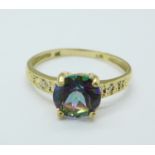 A 9ct gold, mystic topaz and diamond ring, 1.