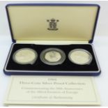 A Royal Mint 1994 three coin silver proof collection,