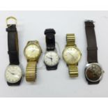 Five wristwatches including Sekonda and Ingersoll