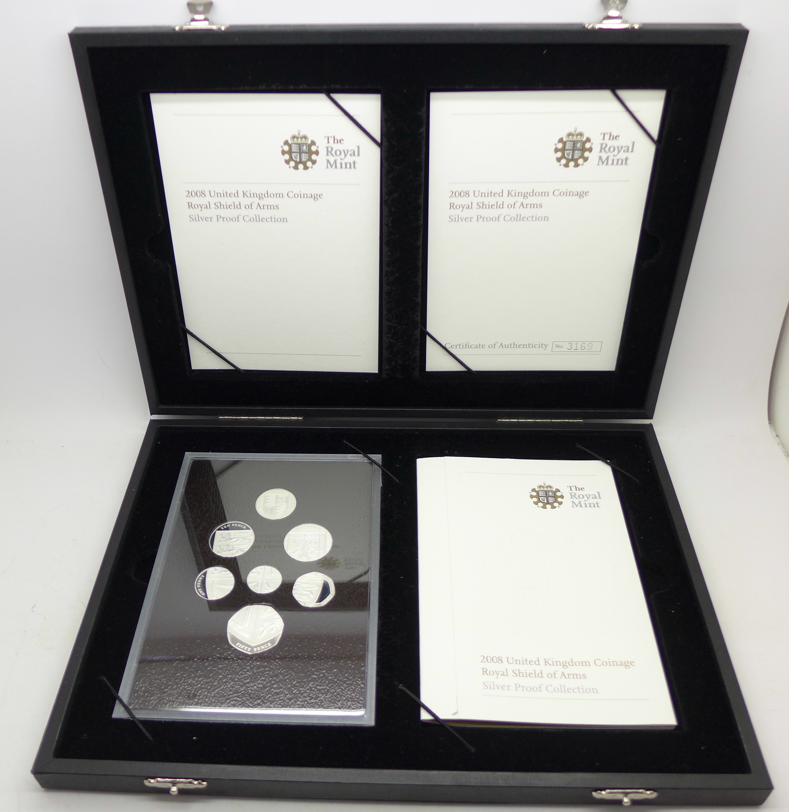 The Royal Mint 2008 United Kingdom Coinage Royal Shield of Arms Silver Proof Collection,