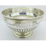 A silver bowl with inscription dated 1895, 19cm,