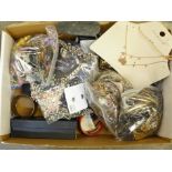 A large box of fashion jewellery including a pearl necklace, 4.