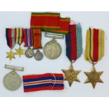 A set of four WWII medals including Africa Service Medal and miniatures to 72471 C.B.