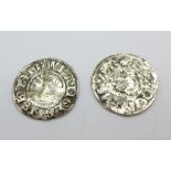 A Henry III silver penny and an Edward I silver penny