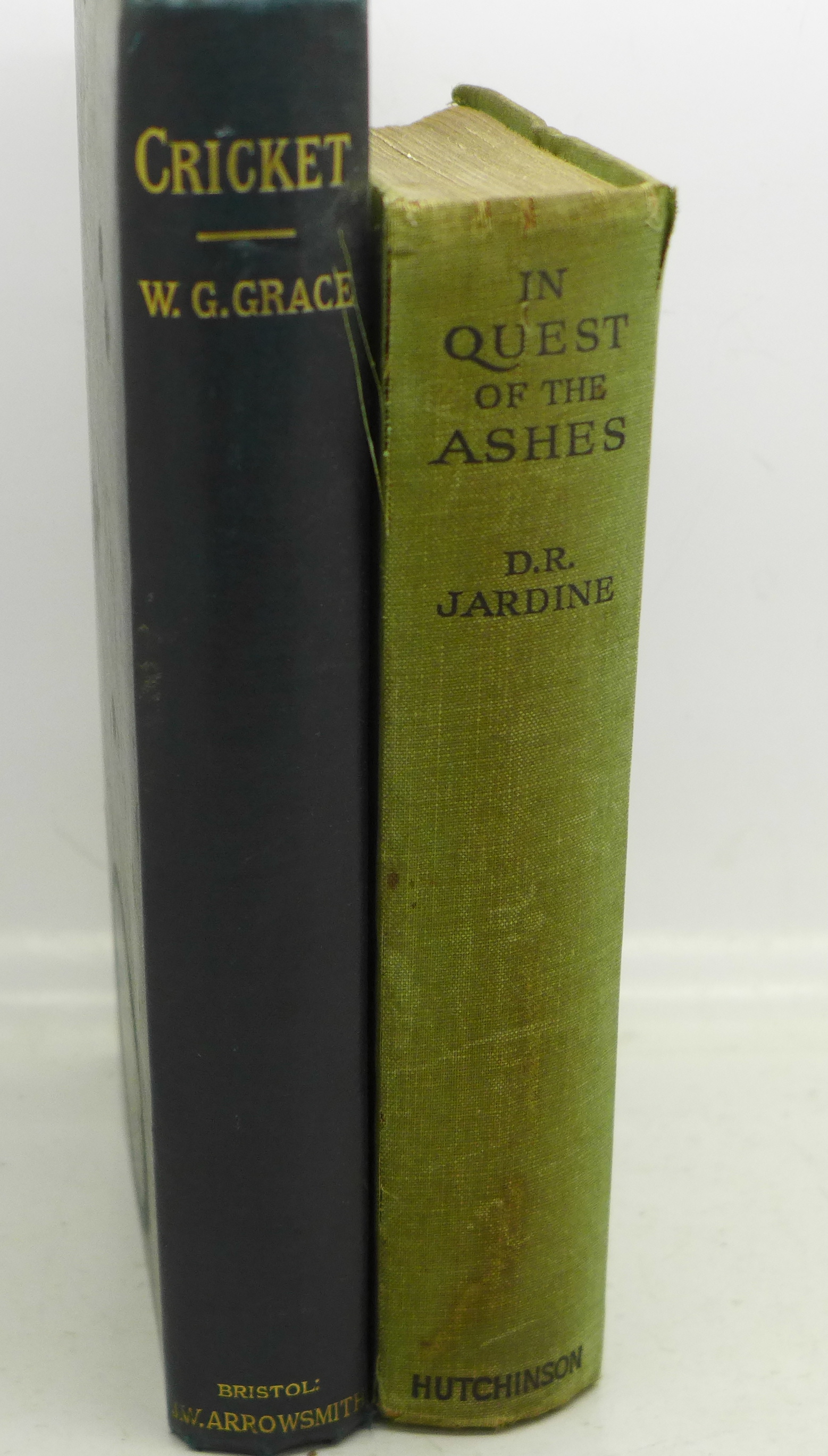 Two cricket books; In Quest of the Ashes by D.R. Jardine and Cricket by W.G.