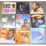 A collection of twenty LP records, Elvis Presley, Nils Lofgren, Blancmange, Joe Cocker, Peter Green,