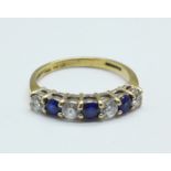 A 14k gold, blue and white stone ring, 2.