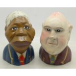 A pair of novelty ceramic Nelson Mandela and P.W.