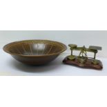 A Wedgwood bowl and a set of postage scales, bowl 29.