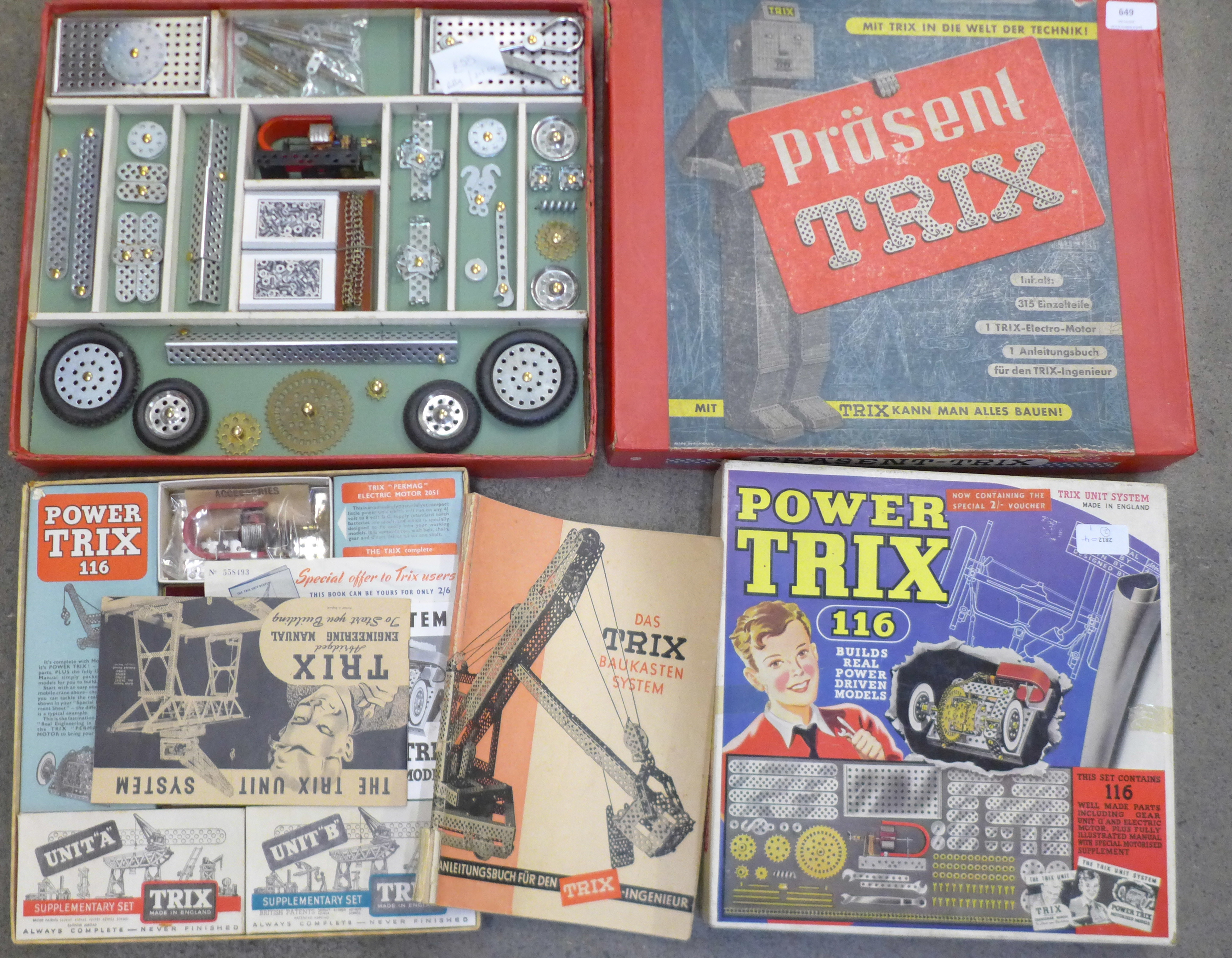 A German Trix construction set, 905, and a Power Trix construction set,