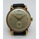 A gentleman's Marvin wristwatch with subsidiary dial, marked 14k,