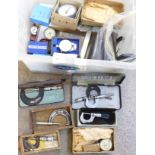 A collection of hardness gauges, micrometers, etc.