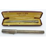 A silver Ideal pen and a boxed silver Yard-O-Led pencil
