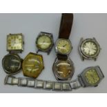 A collection of manual wind wristwatches,