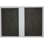 Eric Gill, two nudes, wood engravings, from "25 Nudes" published by Dent & Sons,