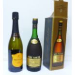 One bottle of Remy Martin VSOP champagne cognac, boxed, dated between 1972 and 1980,
