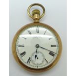 A Waltham pocket watch with screw back