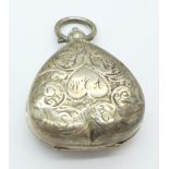 A silver heart shaped sovereign holder,